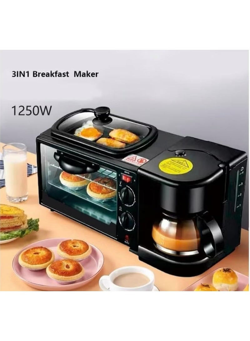 MUNTAQI 3-in-1 Breakfast Station – Multifunctional Toaster Oven, 1L Coffee Maker & Griddle Combo | Compact All-in-One Breakfast Machine with 10L Oven, Nonstick Griddle, and Auto Shut-Off | Ideal for Small Kitchens, Dorms & RVs - Image 2