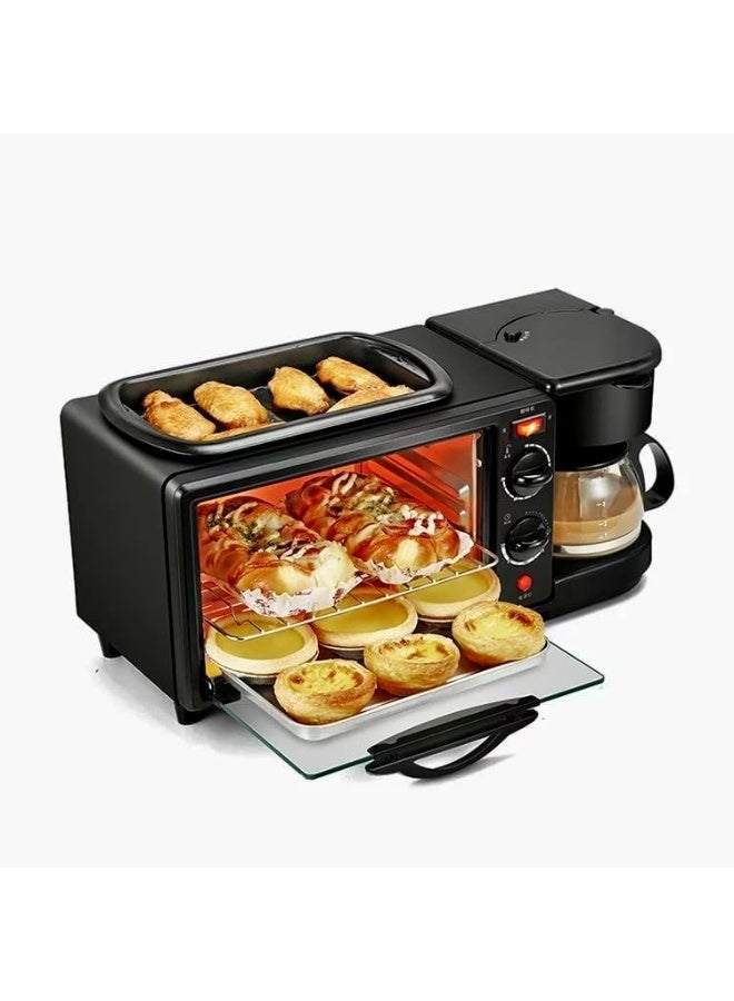 MUNTAQI 3-in-1 Breakfast Station – Multifunctional Toaster Oven, 1L Coffee Maker & Griddle Combo | Compact All-in-One Breakfast Machine with 10L Oven, Nonstick Griddle, and Auto Shut-Off | Ideal for Small Kitchens, Dorms & RVs - Image 1