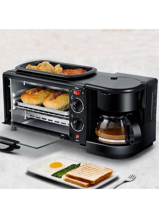 MUNTAQI 3-in-1 Breakfast Station – Multifunctional Toaster Oven, 1L Coffee Maker & Griddle Combo | Compact All-in-One Breakfast Machine with 10L Oven, Nonstick Griddle, and Auto Shut-Off | Ideal for Small Kitchens, Dorms & RVs - Image 4