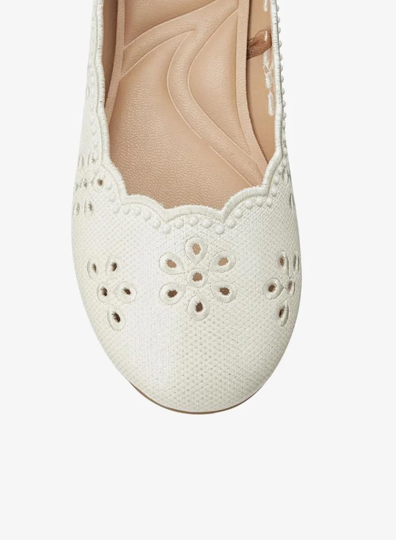 Little Missy WHITE Girls Laser Cut Ballerina Shoes for Women | Best Price UAE