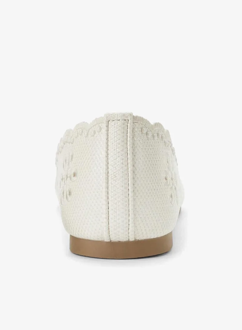 Little Missy WHITE Girls Laser Cut Ballerina Shoes for Women | Best Price UAE