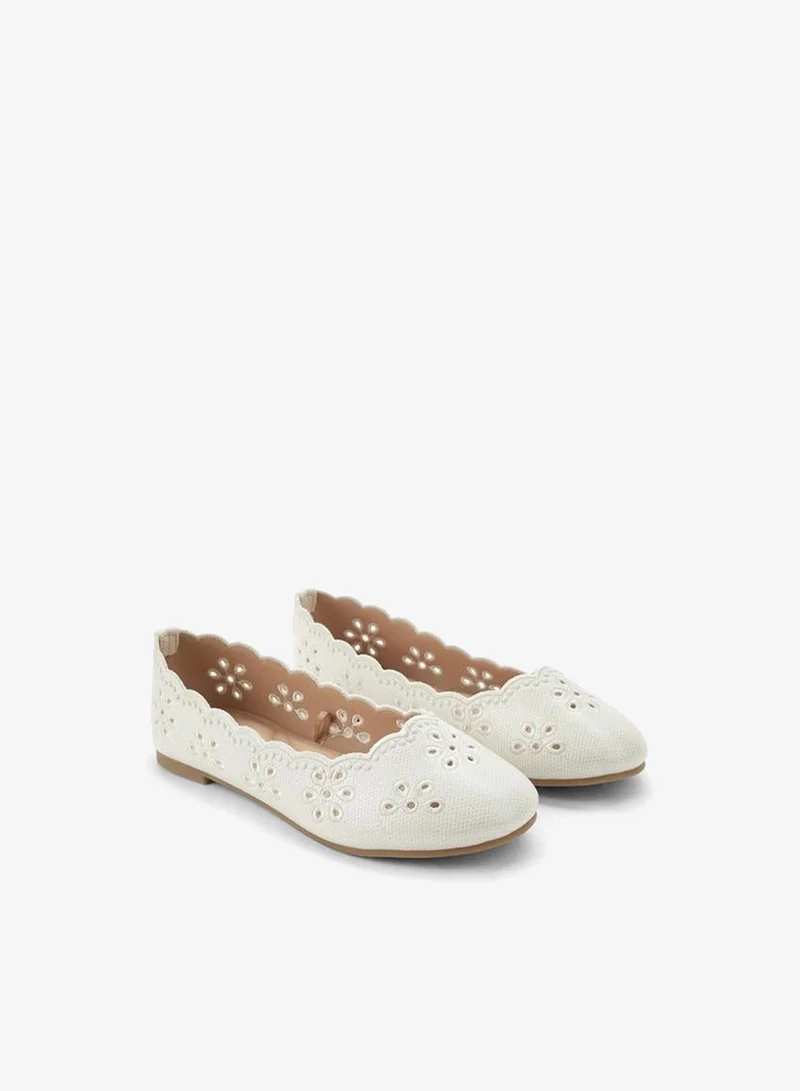 Little Missy WHITE Girls Laser Cut Ballerina Shoes for Women | Best Price UAE