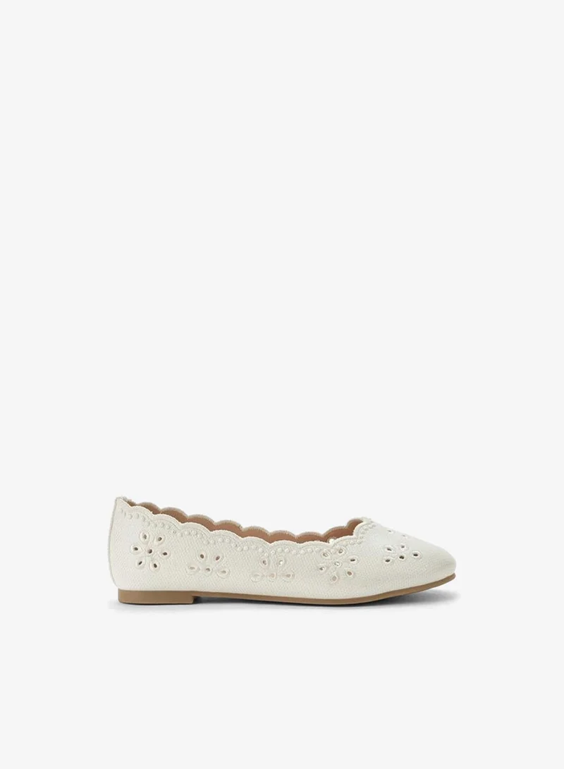 Little Missy WHITE Girls Laser Cut Ballerina Shoes for Women | Best Price UAE