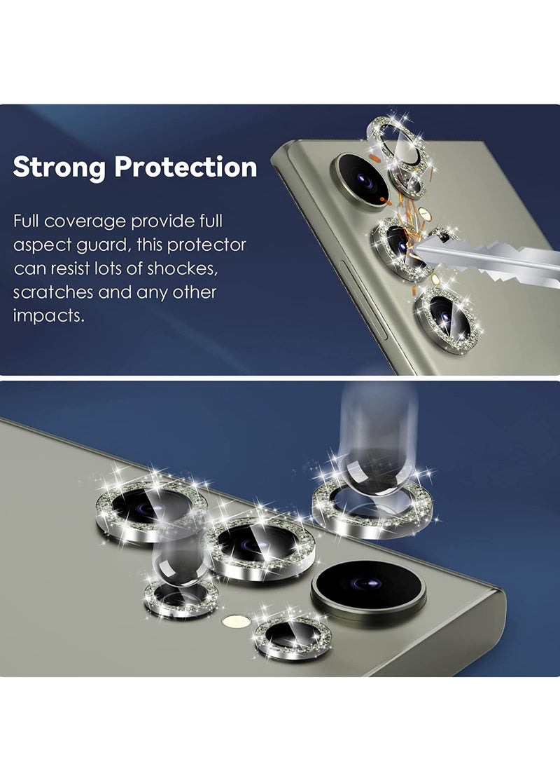 ELTRAZONE Samsung Galaxy S23 Ultra Camera Lens Protector, 9H Tempered Glass + Aluminum Alloy Metal Individual Lens Screen Ring for S23 Ultra 6.8in 5G 2023 - Glitter Green - Image 2