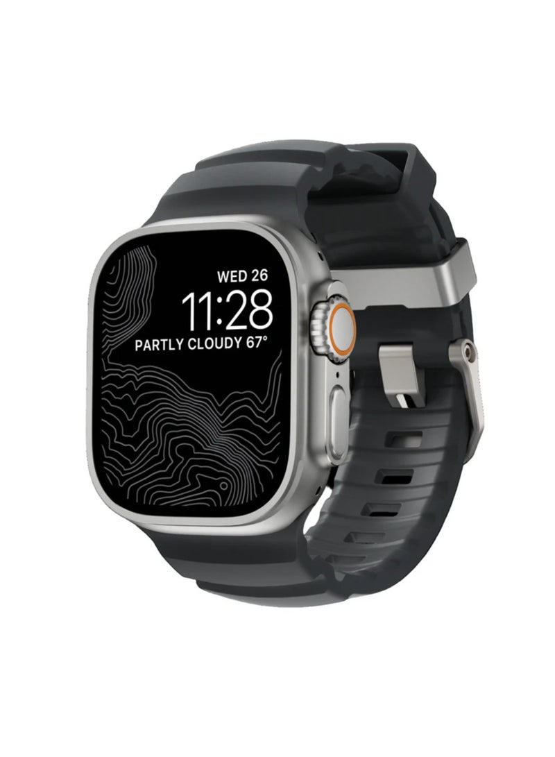 سوار روكي بوينت | لساعة أبل ألترا ١، ٢ والسلسلة (١٠، ٩، ٨، ٧، ٦، ٥، ٤، ٣، SE) ٤٤/٤٥/٤٦/٤٩ مم | حزام ساعة فائق المتانة - رمادي - Image 1