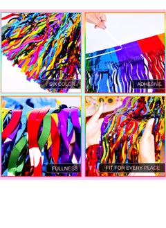 Excefore Rainbow Party Decorations, Rainbow Wavy Table Skirt Party Decorations, 2 Pack Metallic Tinsel Foil Fringe Table Skirts, Perfect Table Decors for Birthday, Holiday, Wedding, Engagement, Bridal Shower  - Image 2