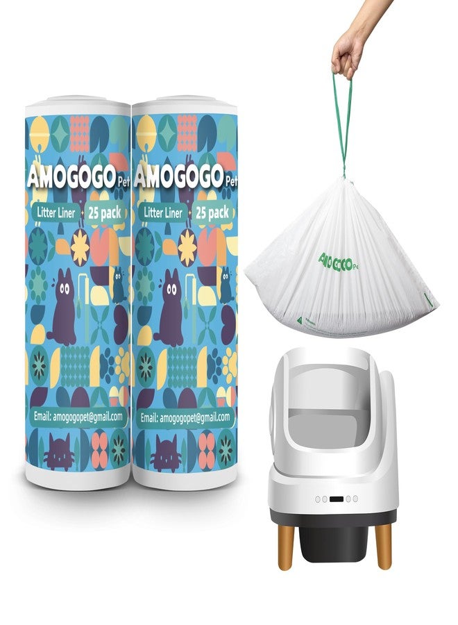 أكياس فضلات القطط من AMOGOGOPET، عبوة من 50 كيسًا، متوافقة مع صندوق فضلات القطط الأوتوماتيكي PetSafe ScoopFree OpenSky، أكياس فضلات ذات سعة كبيرة، شديدة التحمل، أكياس إعادة تعبئة سميكة برباط، 25.39 بوصة × 12.6 بوصة - Image 1