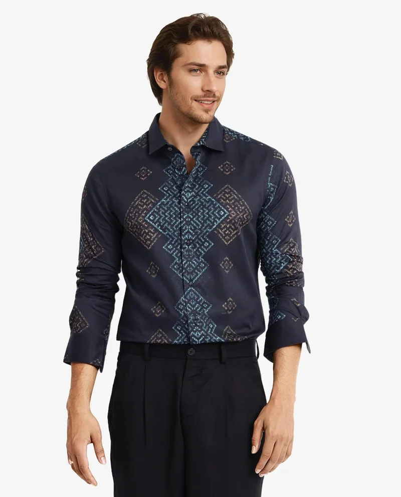 Rare Rabbit Men's Geometric Print Shirt