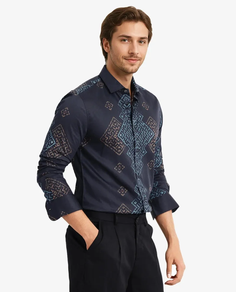 Rare Rabbit Men's Geometric Print Shirt