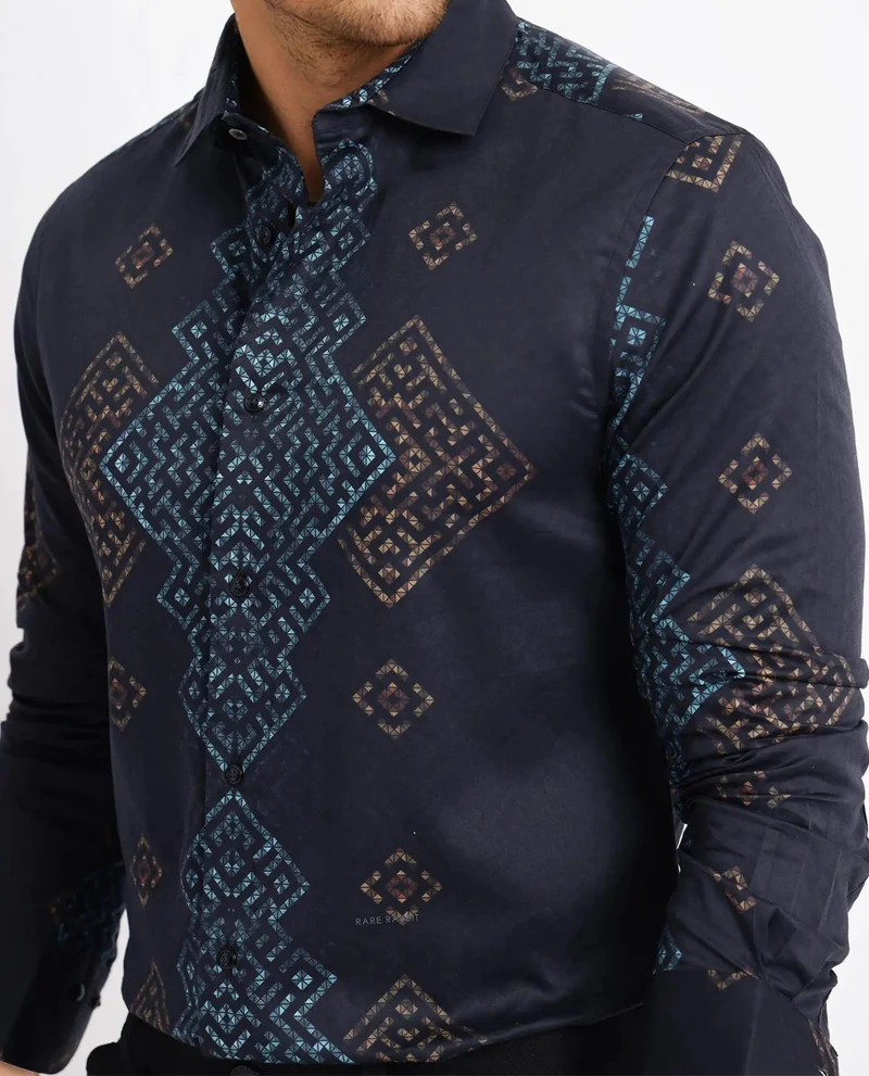 Rare Rabbit Men's Geometric Print Shirt