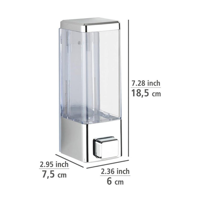 COSSIMO Transparent Square ABS Plastic Wall Mounted Soap Dispenser 400ml (Pack of 2) - Image 2