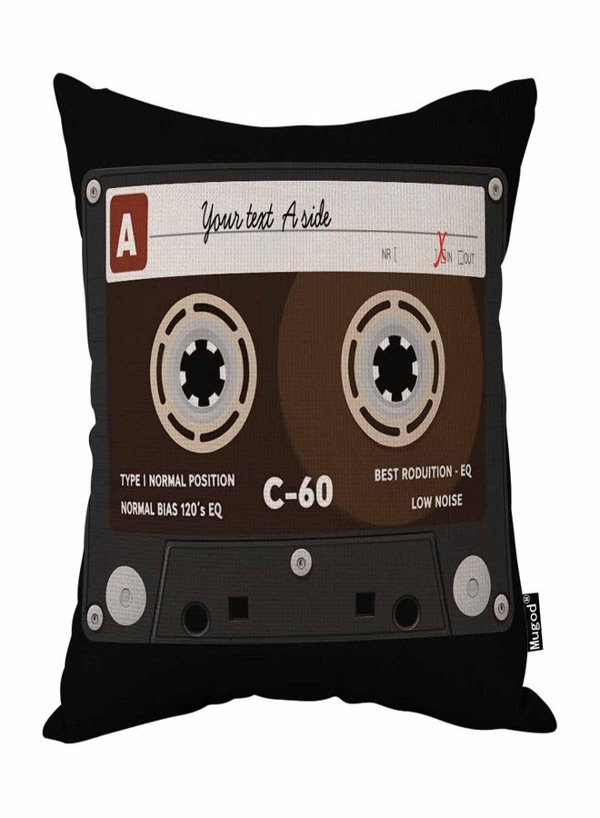 Mugod Retro Audio Cassette Throw Pillow Music Record Player Low Noise 80s Plastic Tape Cotton Linen Square Cushion Cover Standard Pillowcase 18x18 Inch for Home Decorative Bedroom/Living Room/Car - Image 1