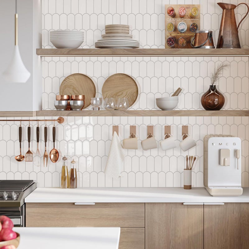 Vamos Tile Upgraded Thicker Design Peel and Stick Backsplash Tile, 10-Sheet White with Gray Grout Self Adhesive Vinyl Wall Tiles, Stick on Backsplash for Kitchen, Bathroom,RV - Image 4