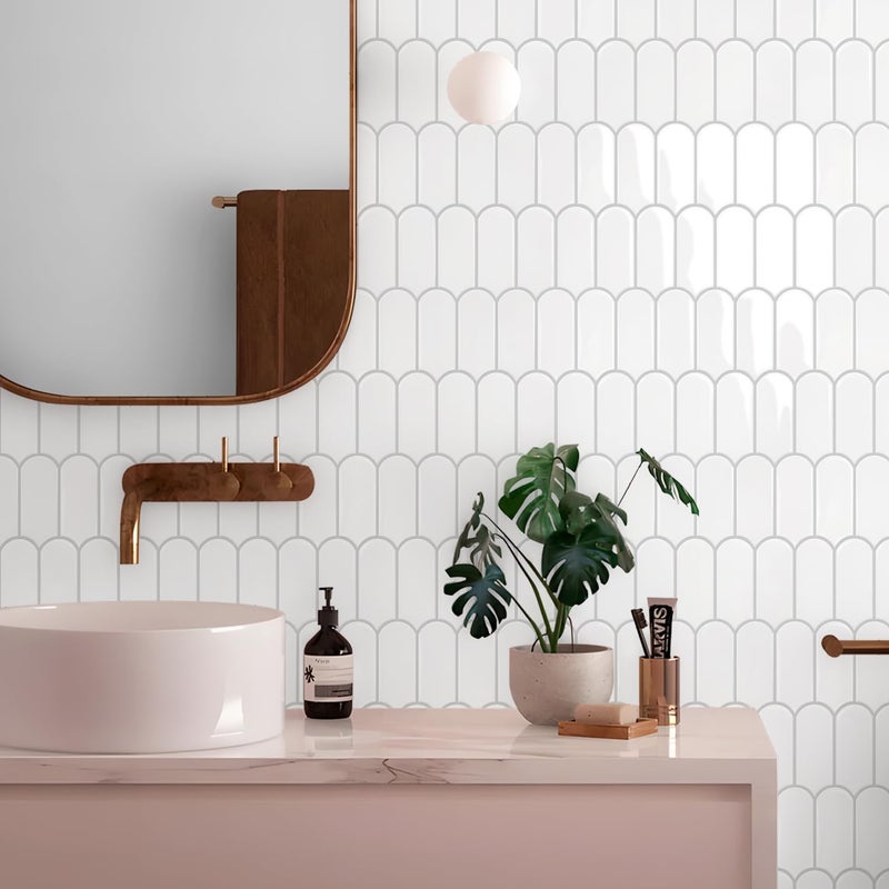 Vamos Tile Upgraded Thicker Design Peel and Stick Backsplash Tile, 10-Sheet White with Gray Grout Self Adhesive Vinyl Wall Tiles, Stick on Backsplash for Kitchen, Bathroom,RV - Image 3