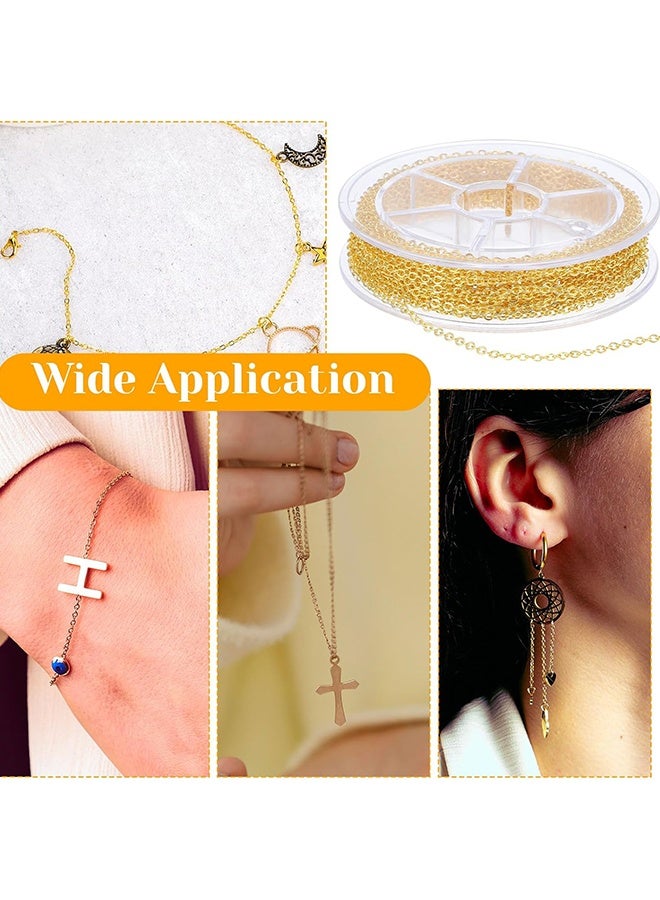 Wffo 20 Feet Necklace Chains 3mm Jewelry Making Chains for Necklace Earring Bracelet Jewelry Making Supplies, Metal Chain Necklace with Lobster Clasps and Jump Rings for DIY Craft, Gold - Image 4