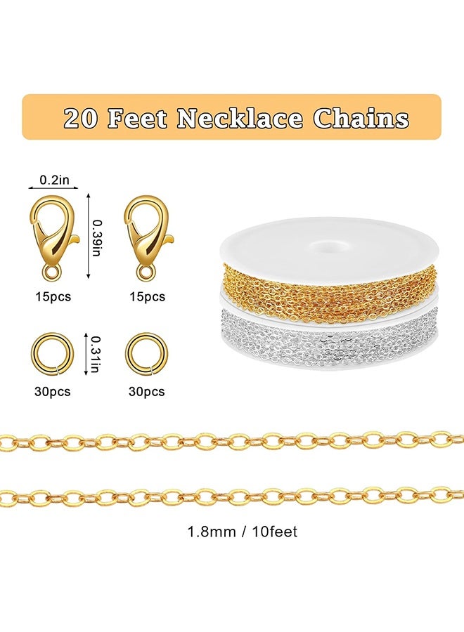 Wffo 20 Feet Necklace Chains 3mm Jewelry Making Chains for Necklace Earring Bracelet Jewelry Making Supplies, Metal Chain Necklace with Lobster Clasps and Jump Rings for DIY Craft, Gold - Image 2