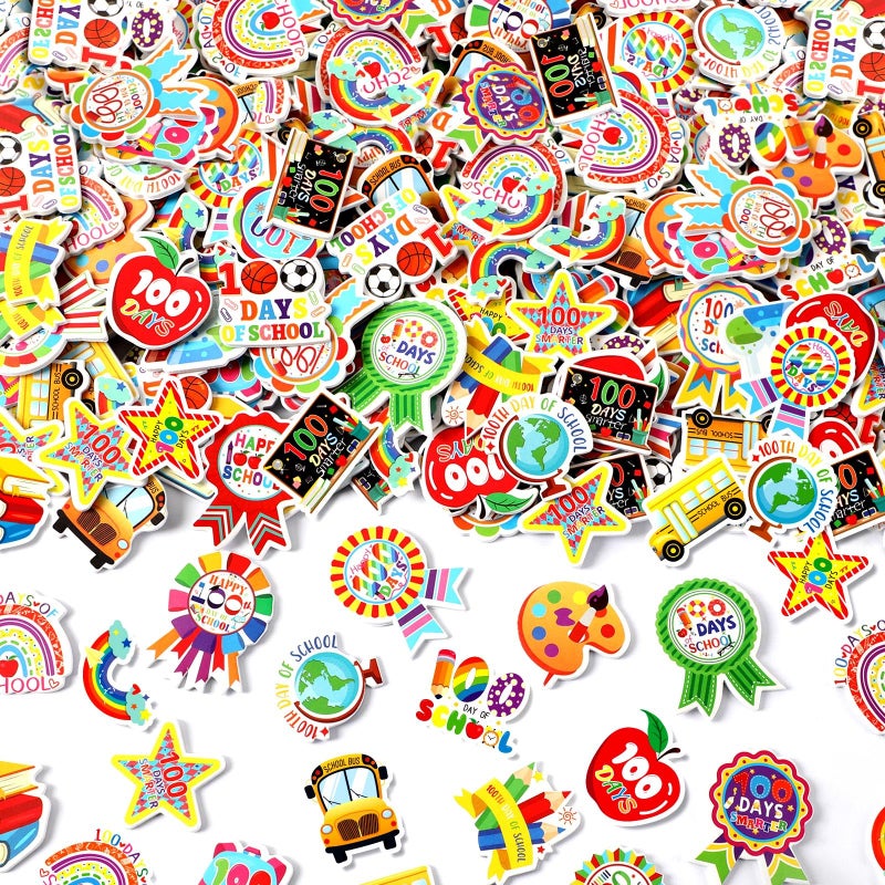 JULBEAR 300Pcs 100 Days of School Foam Stickers Self-Adhesive Campus Smarter Motivational Reward Stickers for 100th Day of School Party Classroom Decoration Favor Supplies - Image 1