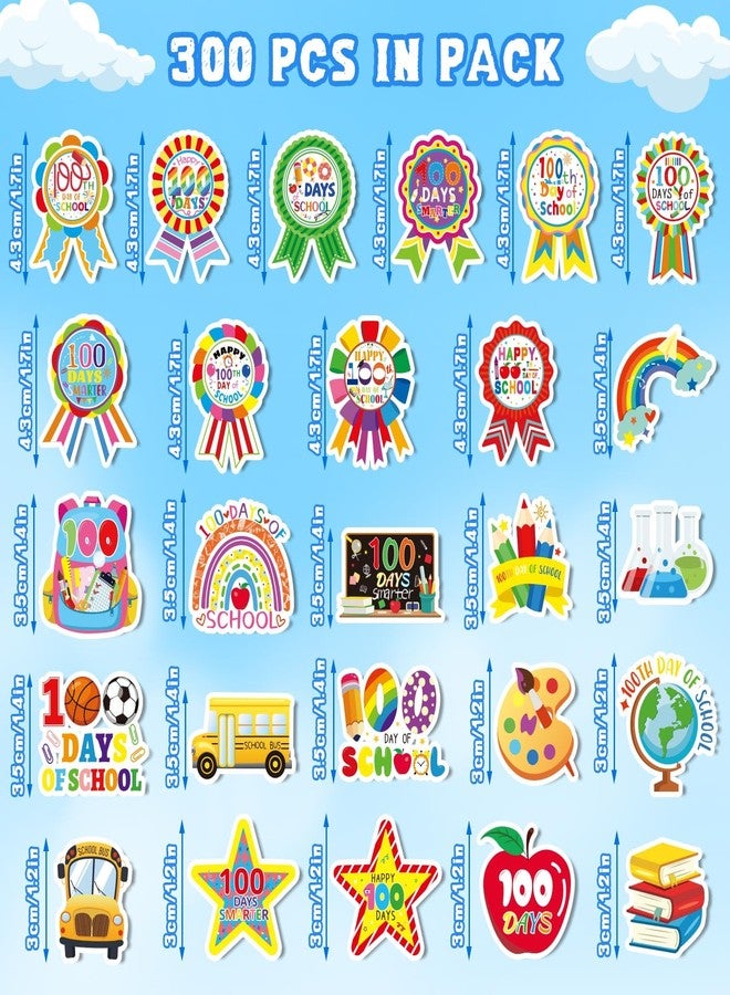 JULBEAR 300Pcs 100 Days of School Foam Stickers Self-Adhesive Campus Smarter Motivational Reward Stickers for 100th Day of School Party Classroom Decoration Favor Supplies - Image 2