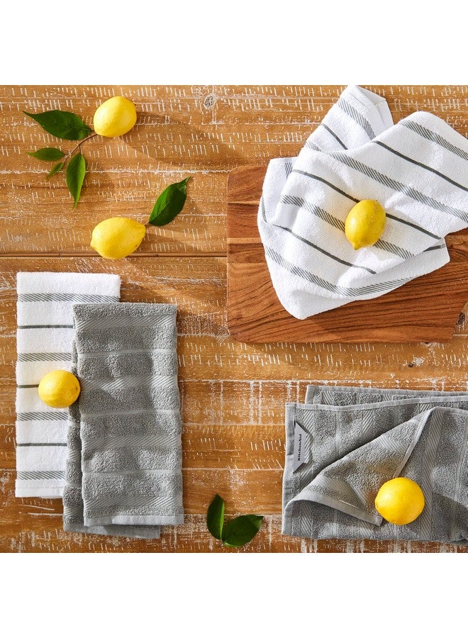 كيتشن إيد طقم مناشف مطبخ كيتشن إيد ألباني، عبوة من 4 قطع، رمادي/أبيض، 16 بوصة × 26 بوصة - Image 1