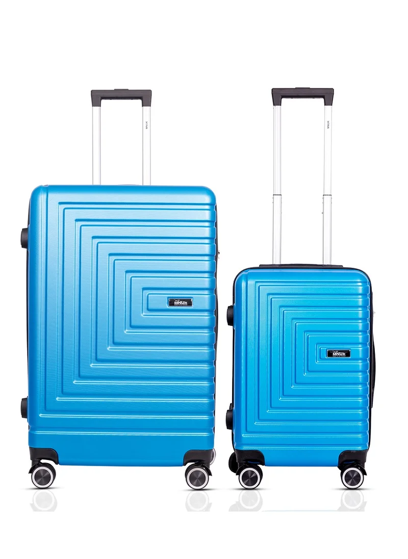 MNUK Pilgrimage Set of 2 Traveling Luggage | Hardside Soft Handle Trolley Bag with TSALock |Double 360° 4 Wheeler| Cabin-20 Inch, Large-28 Inch| Blue