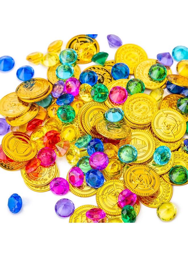 AiFanS Gold Coins And Gems/Jewels 288 Piecestreasure Chest Coinspirate Gold Coins For Kids(144 Coins+144 Gems)  - Image 2