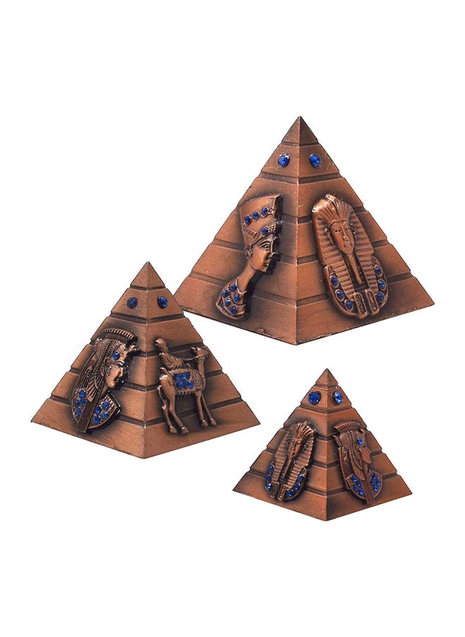 Generic Metal Egyptian Pyramids Figurine Guador 3Pcs/Set Pyramid Model Egyptian Pyramid Display Statue Ancient Art Building Model 