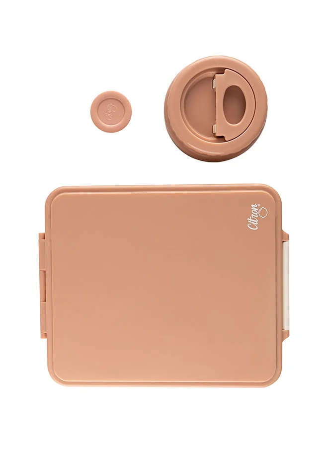 Citron Grand Lunchbox With 4 Compartments For Kids - Includes 1 Thermos Food Jar And 1 Sauce Container, Leak Proof And Bpa Free Lunch Box For Kids - Blush Pink