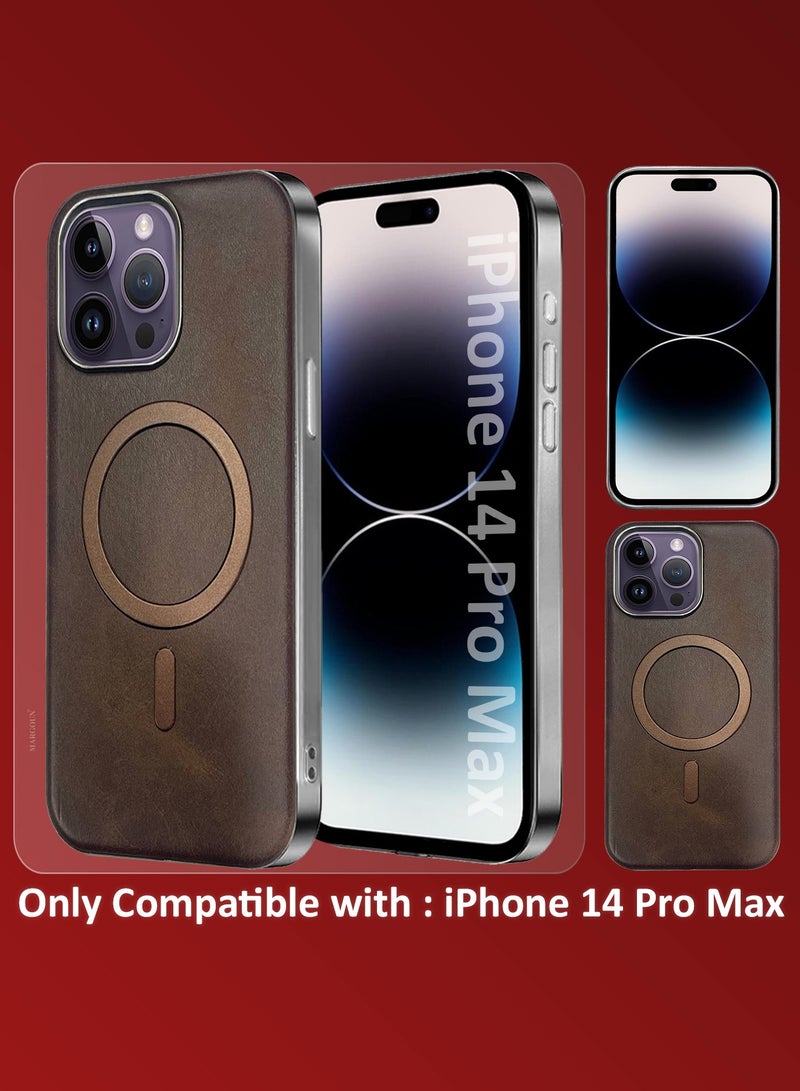 CATANES 3 Pack of PU Leather Case for Apple iPhone 14 Pro Max Compatible with Magsafe, Shockproof Drop Proof Protective Slim Case Brown - Image 2