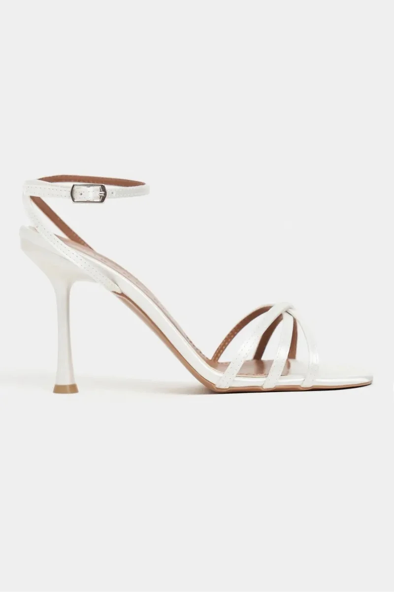 Nisantasi Shoes Ava Satin Cross Detail Ankle Tie Heel Shoes