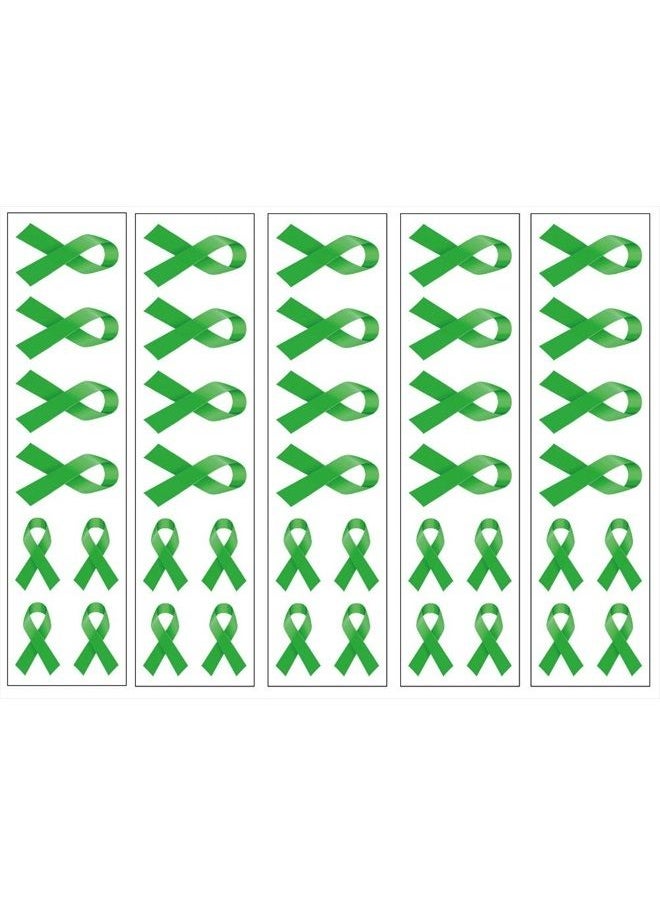 PremiumTT temporary tattoos - 40 Green Ribbon Temporary Tattoos: Mental Health Awareness Tattoo - Image 1