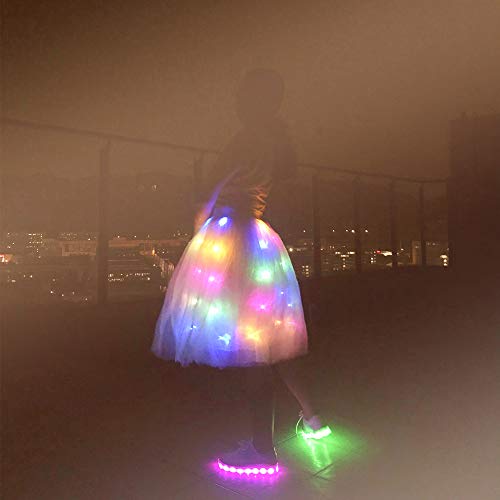SHINYOU Women Tutu Skirt LED Light Up A Line Short Knee Length Tutu Tulle Prom Party Skirt,Glow in The Dark Festival Halloween Cosplay Long M - Image 4