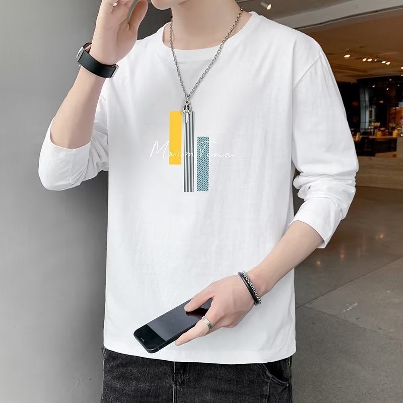 Round Neck Casual T-Shirt 2024 Autumn New Men'S Short Sleeve Trend Korean Casual Long Sleeve Spring Generation - Image 5