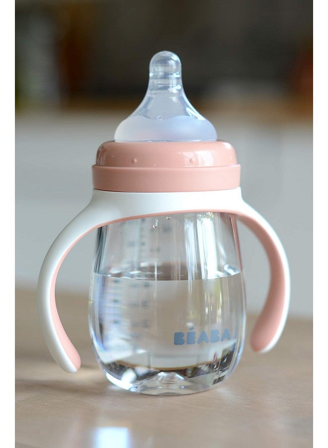 BEABA 2-In-1 Baby Bottle To Training Sippy Cup, Learning Cup, Baby Bottle Nipple And Soft Silicone Sippy Spout, Spill Proof, Baby, Toddler 7 Oz (Rose) - Image 5
