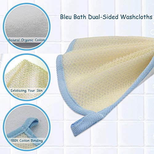 Bleu Bath (6 Pack) Dual-Sided Exfoliating Skin Towel Natural Terry Body Cloth Scrubber Premium Sturdy Loofah Towel Soft and Buffing Wash Cloth White for Either Oil or Dry Skin - Image 3