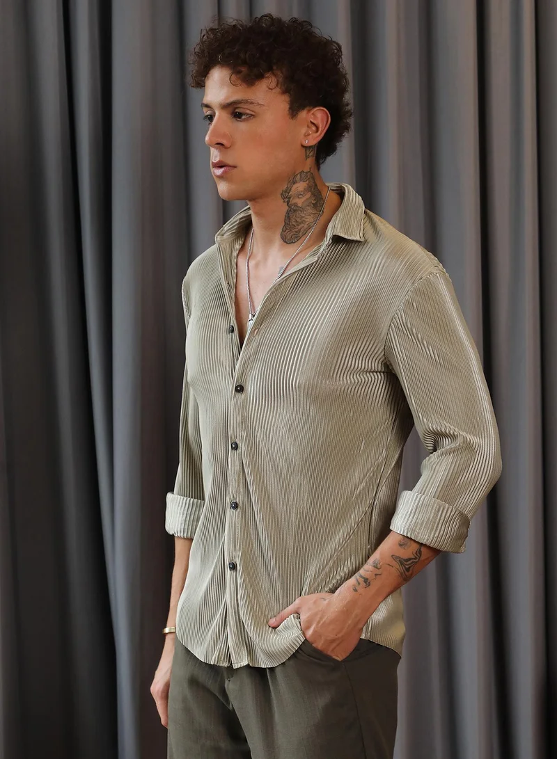 Campus Sutra Pleat-Creased Shirt