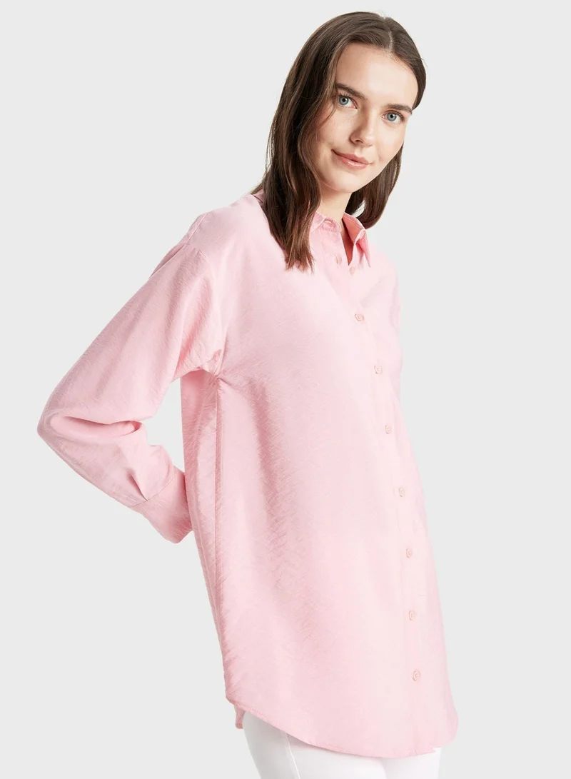 DeFacto Relax Fit Shirt Collar Long Sleeve Tunic
