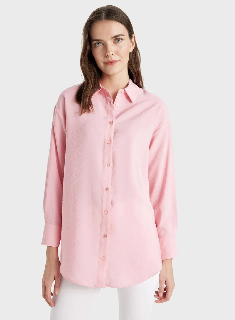 DeFacto Relax Fit Shirt Collar Long Sleeve Tunic