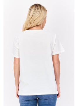 Pepe Jeans Women Crew Neck Short Sleeve Brand Logo T Shirt, White  - Image 2