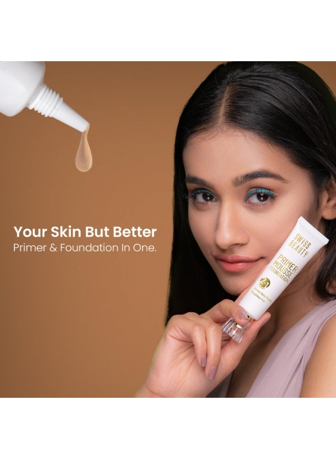 Swiss Beauty Primer Mousse Foundation Weightless Smooth & Velvet Touch, Face Makeup, Rose Blush, 30ml - Image 4