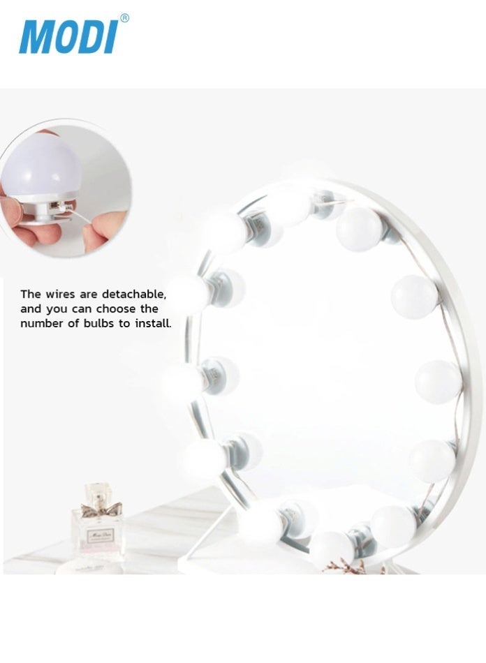 MODI Vanity Mirror Light 8/10/12 Bulbs 5V USB Warm White Dimmable LED Makeup Lighting Kit for Dressing Table and Bathroom Mirror Decoration - Image 3