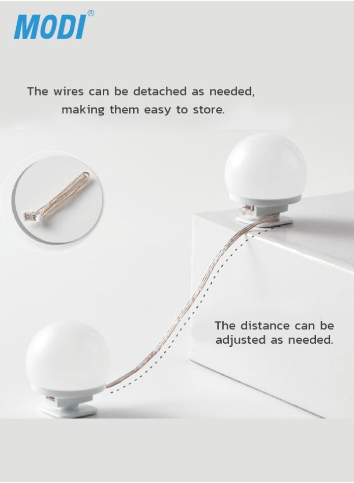 MODI Vanity Mirror Light 8/10/12 Bulbs 5V USB Warm White Dimmable LED Makeup Lighting Kit for Dressing Table and Bathroom Mirror Decoration - Image 2
