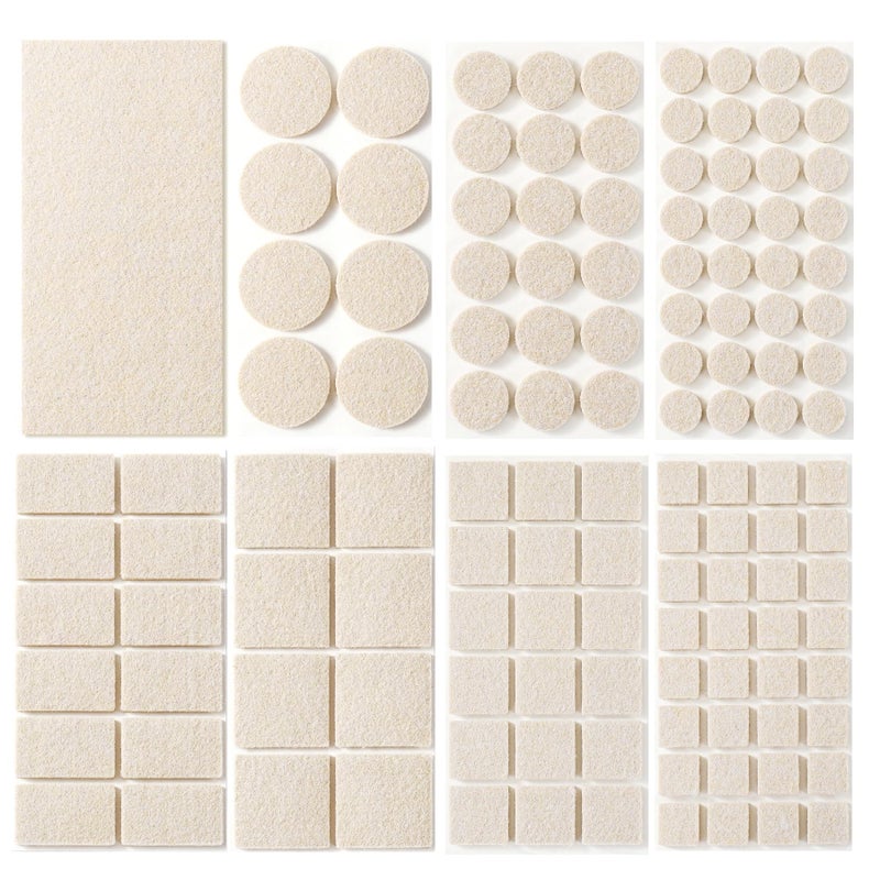 Furnigear Felt Furniture Pads for Hardwood Floors 129 Piece Furnigear Anti Scratches Felt Pads for Round Square Chair Feet Self Adhesive Chair Felt Pads Sliders Moving Your Furniture Smoothly Beige
