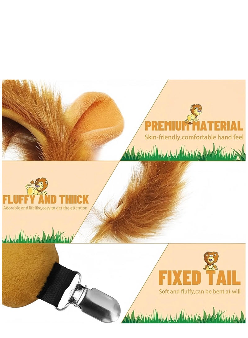 Costume Kit for Kids & Adults - Animal Costume for Boys Girls Adults, Lion Ears Hairband, Tail, Nose, Bowtie & Gloves for Halloween, Cosplay Parties, Stage Performances - Animal Dress-Up Accessories Set(6pcs) - Image 5