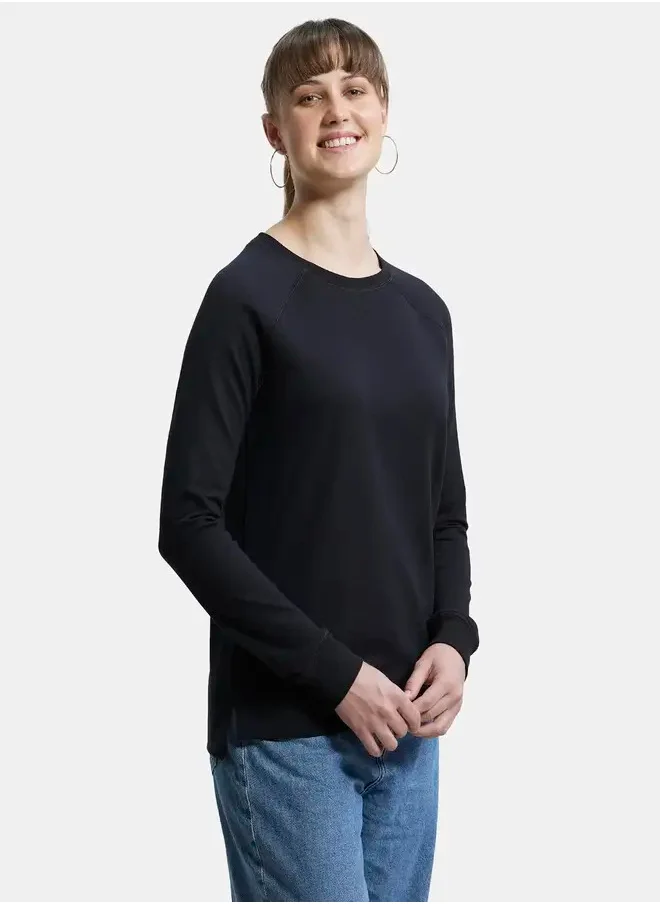 جوكي Jockey AW67 Women's Super Combed Cotton Rich French Terry Fabric Solid Sweatshirt with Raglan Sleeve Styling