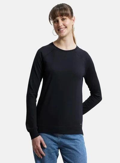 JOCKEY Jockey AW67 Women's Super Combed Cotton Rich French Terry Fabric Solid Sweatshirt with Raglan Sleeve Styling