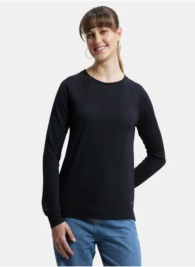 جوكي Jockey AW67 Women's Super Combed Cotton Rich French Terry Fabric Solid Sweatshirt with Raglan Sleeve Styling
