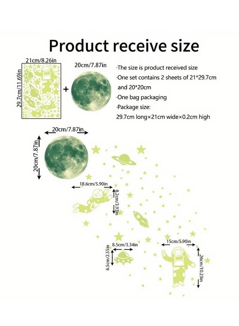 ملصقات حائط مضيئة في الظلام من 102 قطعة على شكل رواد فضاء وكواكب - ملصقات فينيل قابلة للإزالة لغرف نوم الأطفال وغرف المعيشة - Image 3