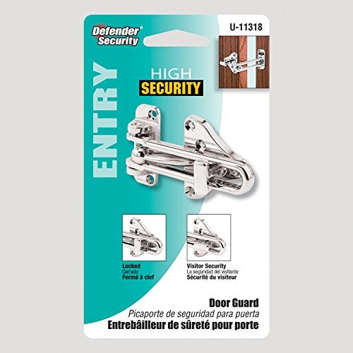 Defender Security Prime-Line U 11318 Swing Bar Door Guard With High Security Auxiliary Lock, Chrome Finish (Single Pack) - Image 3