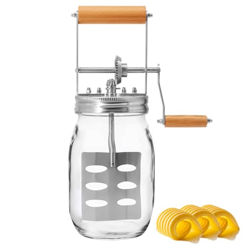 Aeaker Butter Churner – Make Fresh Homemade Butter in 10 Minutes | Glass Jar with Stainless Steel Paddle | 32oz Hand Crank Butter Maker | Easy to Use & Clean | Great for DIY & Family Kitchen Fun - Image 5