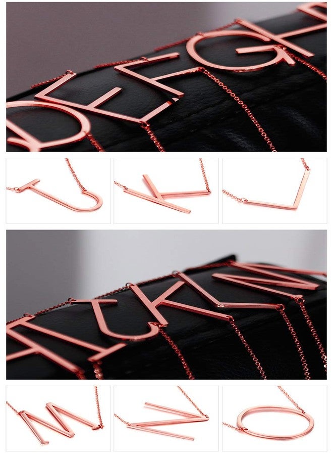 MEMGIFT Big Letter Necklace Stainless Steel Initial Pendant Best Friends Jewelry for Girls Women Her Birthday Christmas (Rose Gold L) - Image 2